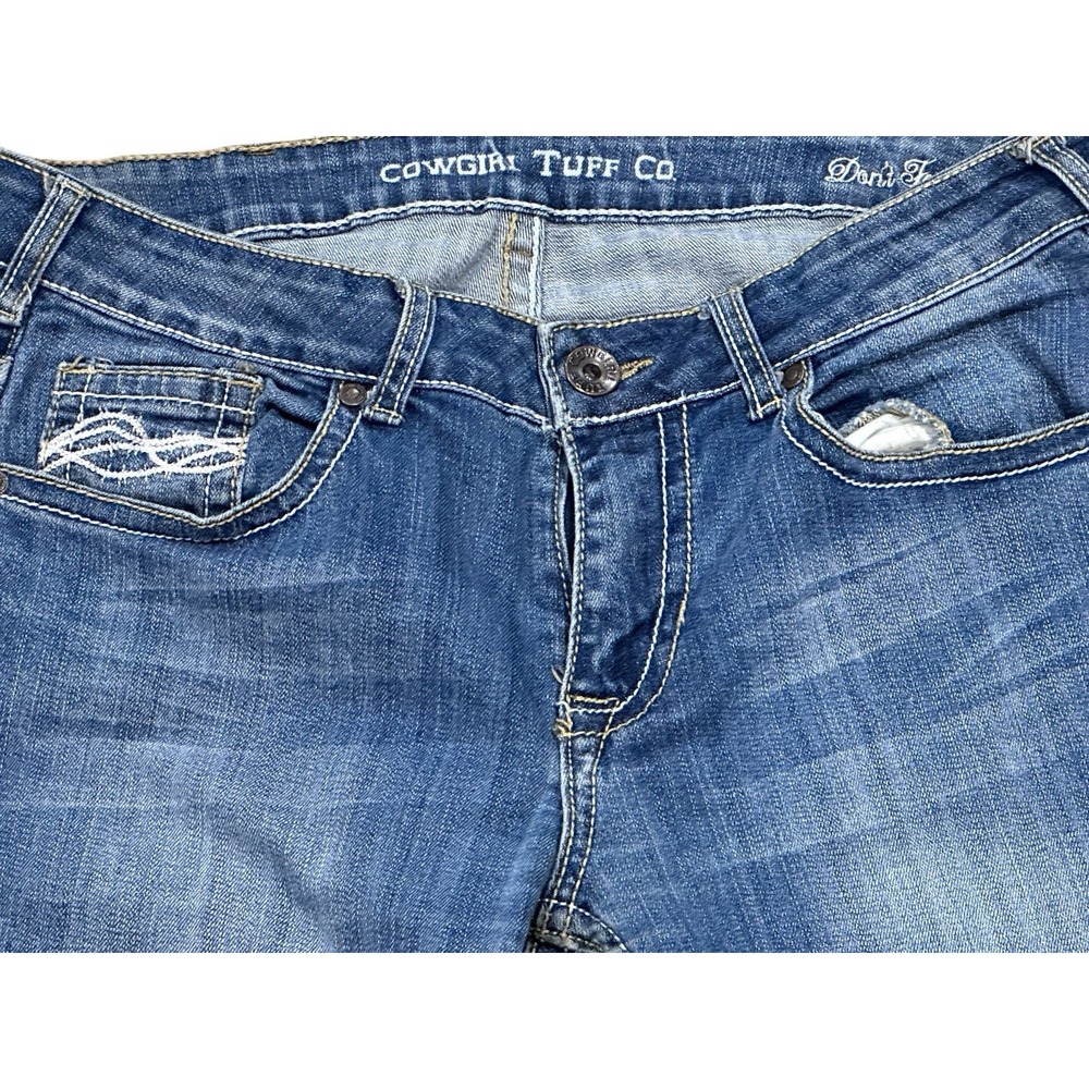 Cowgirl Tuff Co‎ Women's Denim Bootcut Distressed Blue Jeans Stretch 31x31 - Picture 3 of 11